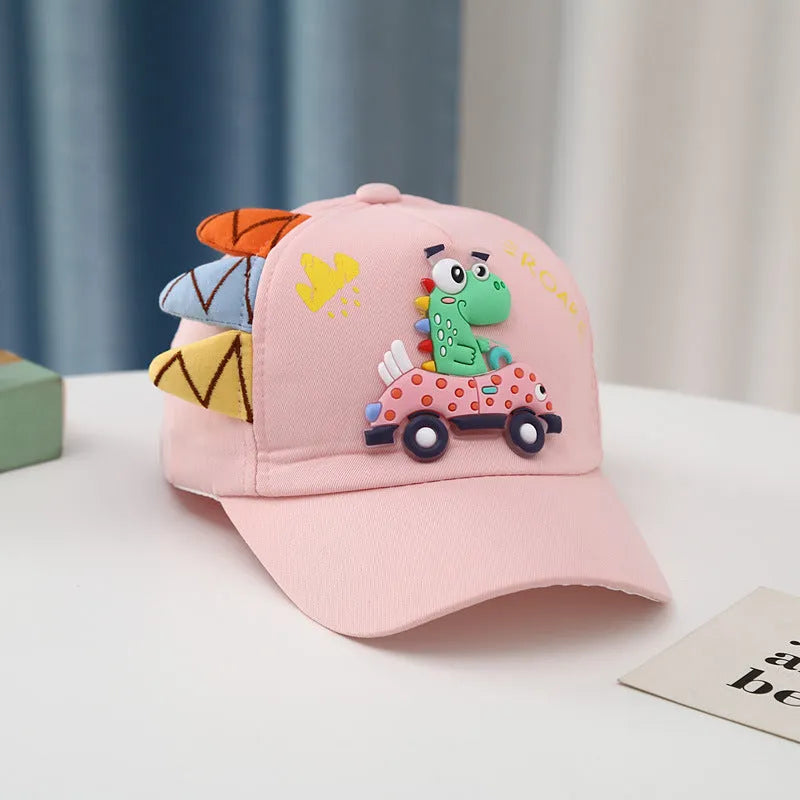 Dinosaur Car Peaked Cap Korean Style Boys And Girls Embroidery