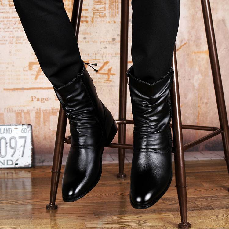 British Fashion Leather Pointed Men's Boots