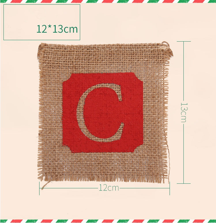 Merry Christmas Sackcloth Flag Christmas Banner Christmas Banner Decoration - Enfance-Heureuse