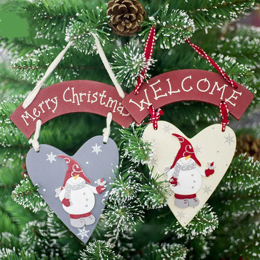 Christmas Wooden Decoration Creative Painted Tag - Enfance-Heureuse