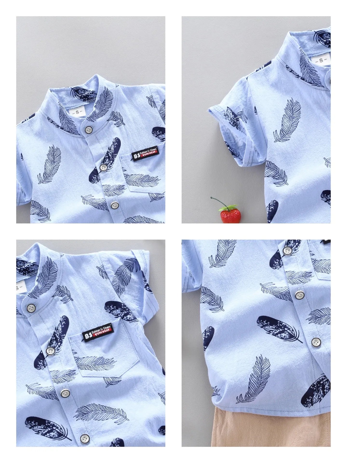 Infant Kids Baby Feather Cartoon Short Sleeve Shirt Shorts Two Piece Suit