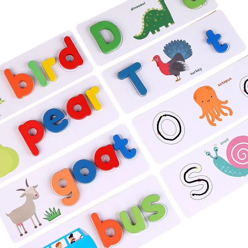 Children Spell Words and English Letters To Describe Educational Toys