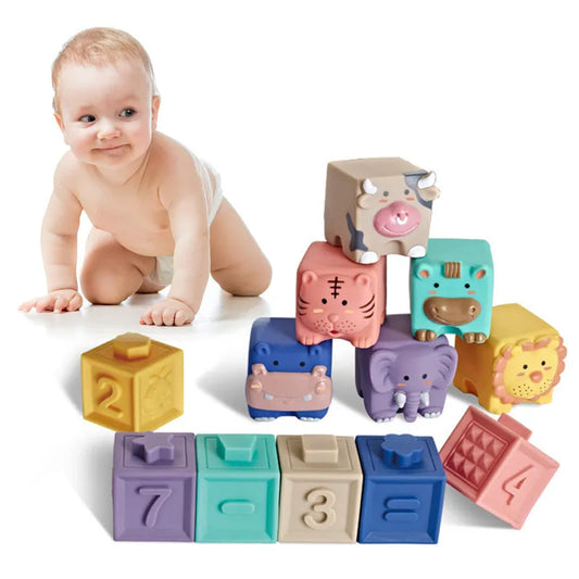 Bébé de Bande Dessinée Doux Colle Relief Blocs de Construction Peuvent Mordre Dents Colle Jouets