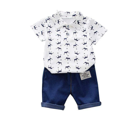 Children's Polo Shirt Suit Summer Male Crown Short-sleeved Baby Clothing - Enfance-Heureuse