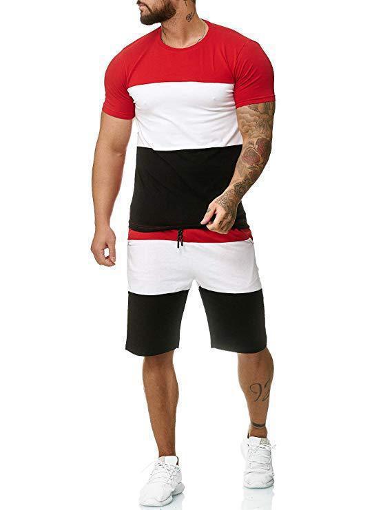 Outdoor Sports and Leisure Color Matching T Sleeve Mens Suit - Enfance-Heureuse