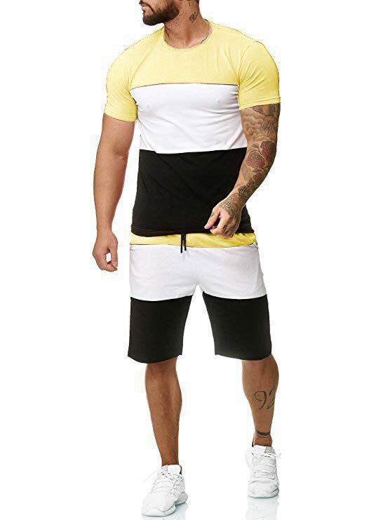 Outdoor Sports and Leisure Color Matching T Sleeve Mens Suit - Enfance-Heureuse