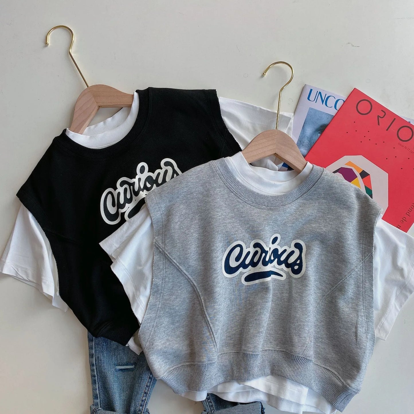 Gilet à manches courtes pour enfants T-shirt deux pièces d'été pour garçons