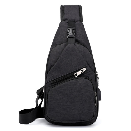 Mens Shoulder Bag Sling Chest Pack Canvas USB Charging Sports Crossbody Handbag Travel Knapsack Male Chestbags Mochila - Enfance-Heureuse