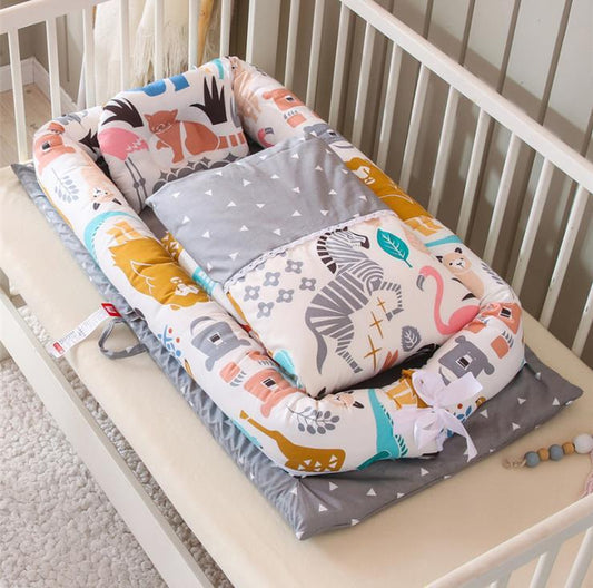 Crib Anti-pressure Newborn Foldable Portable Crib Middle Bed Baby Infant Mattress Bionic Travel Bed - Enfance-Heureuse