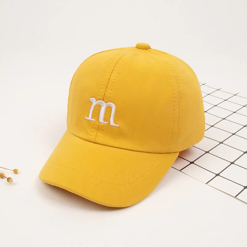 Gorra de béisbol con letra M para niño, gorro bordado de algodón para primavera y otoño