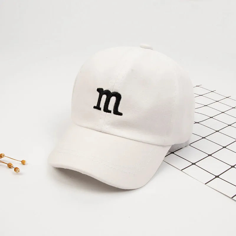 Gorra de béisbol con letra M para niño, gorro bordado de algodón para primavera y otoño