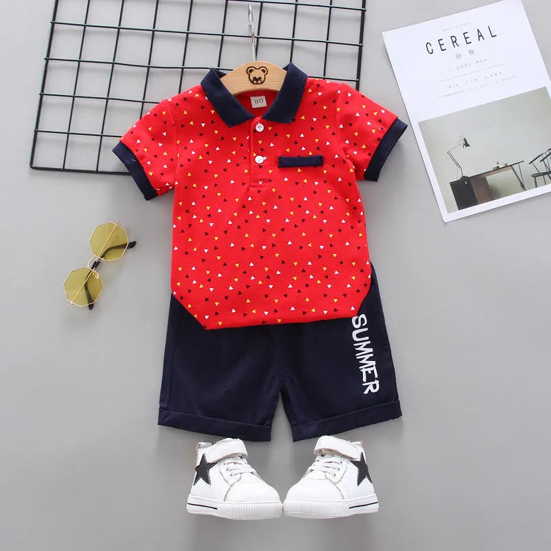 Short-Sleeved Cartoon Two-Piece Children's Clothing