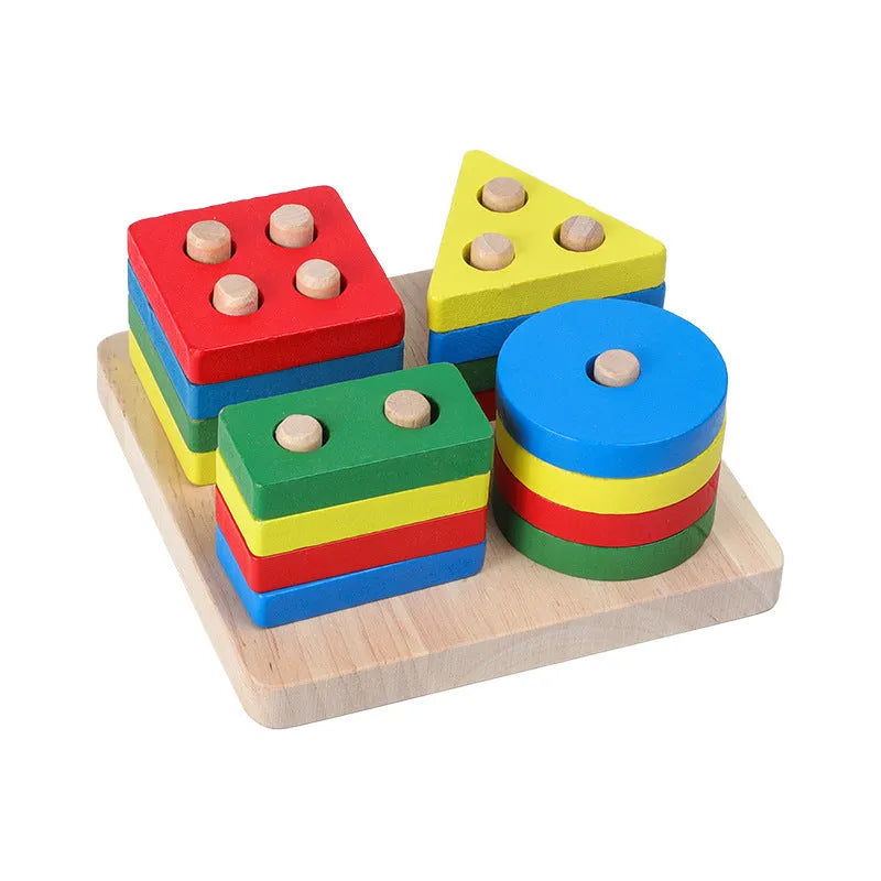 Jouets en bois Hochets Jouet Éducatif Arc-En-Blocs Montessori Bébé Coloré Enfants Musique - Enfance-Heureuse