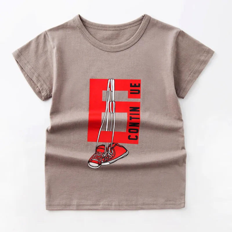 Enfants d'été À Manches Courtes Garçon T-Shirt Coton Basant Top