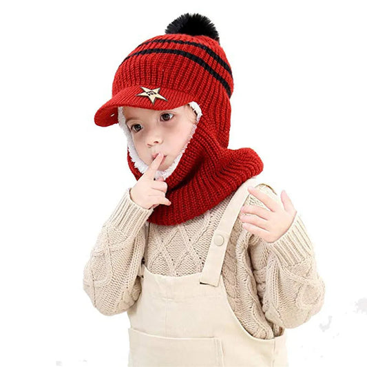 Enfants de Chapeau Tricoté Avec En Peluche Et Épais Chaud Oreille Protecteur - Enfance-Heureuse