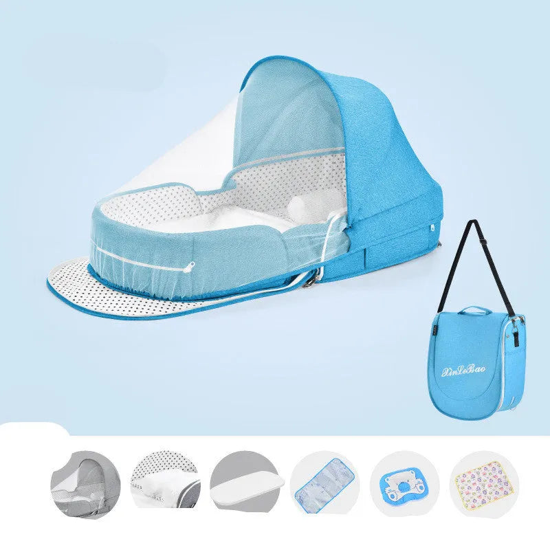 Lit bébé Multifonctionnel Nouveau-Né Pliage Nid Lit Bébé Portable Soleil Protection Moustique Infantile Net Camping Lit Lit Voyage - Enfance-Heureuse