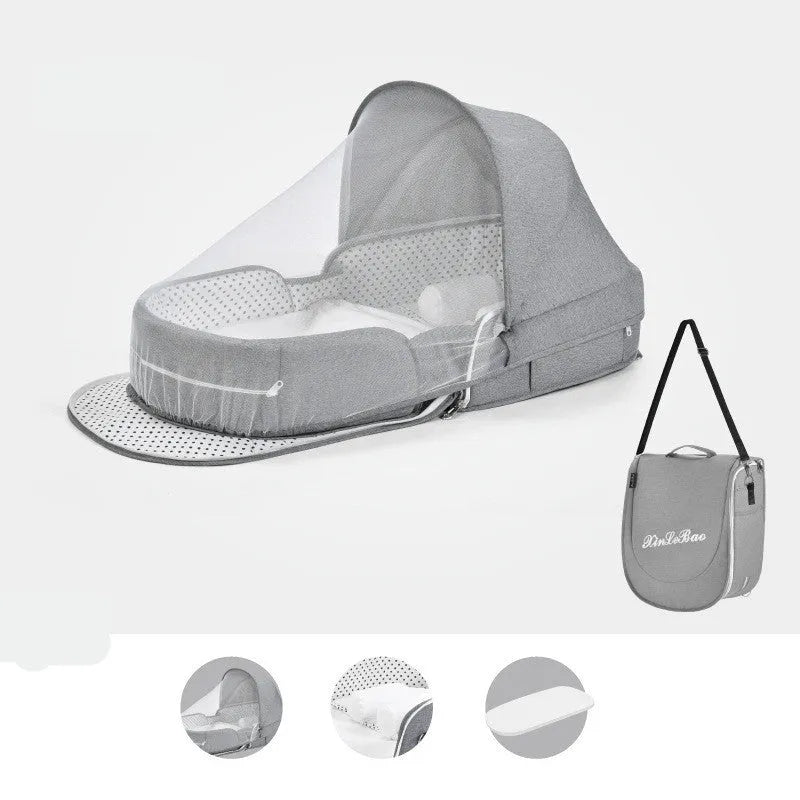 Lit bébé Multifonctionnel Nouveau-Né Pliage Nid Lit Bébé Portable Soleil Protection Moustique Infantile Net Camping Lit Lit Voyage - Enfance-Heureuse