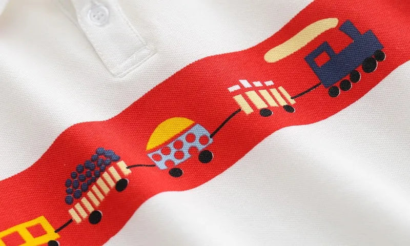 Cartoon Car Boys Short Sleeve Polo Shirt