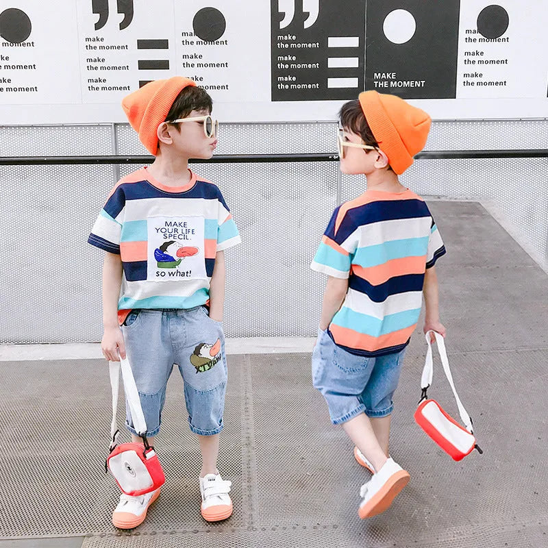 Boys Summer Suit Handsome Denim Shorts Summer