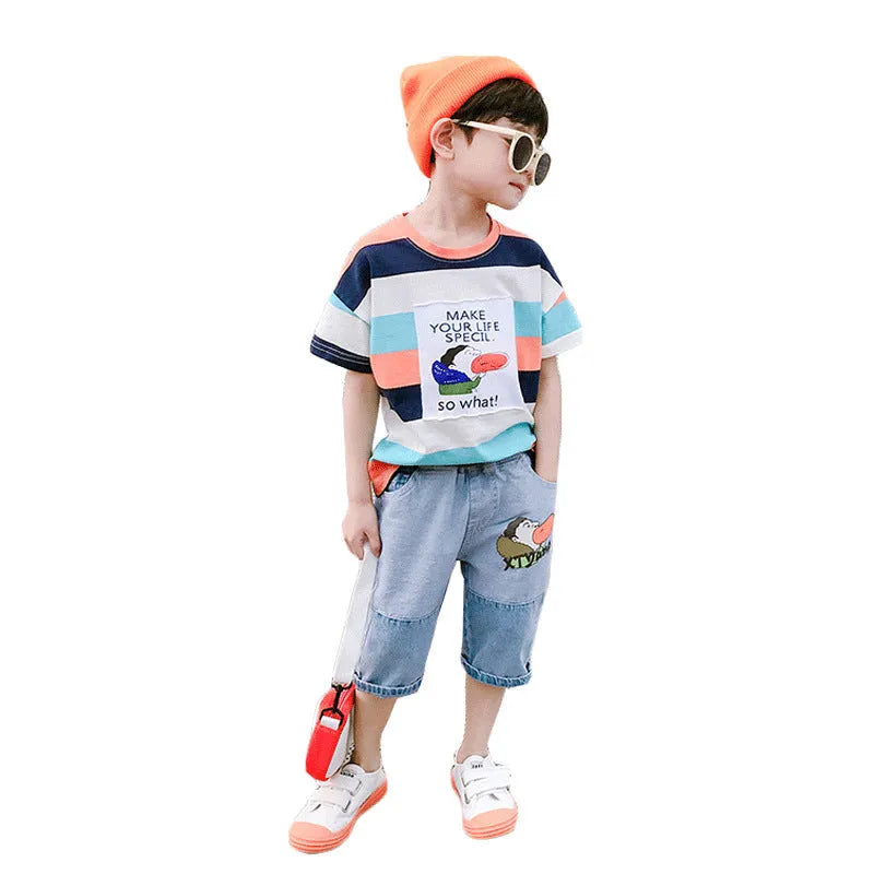 Boys Summer Suit Handsome Denim Shorts Summer