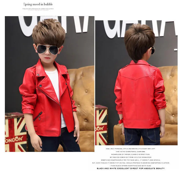 Girls And Boys Korean Kids Leather Jackets