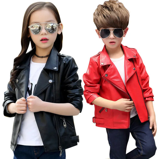 Girls And Boys Korean Kids Leather Jackets