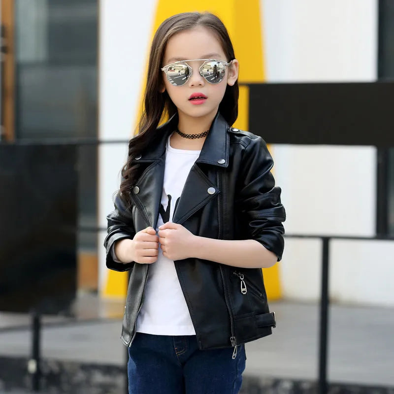 Girls And Boys Korean Kids Leather Jackets