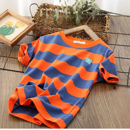Children'S Striped Thin Half Sleeve Shirt - Enfance-Heureuse