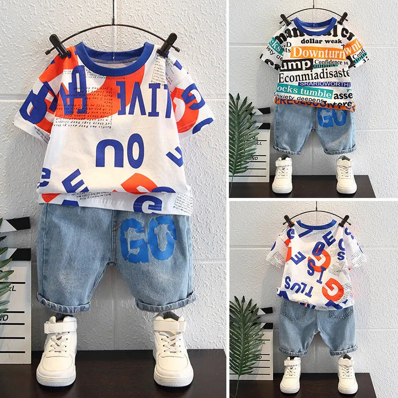 Summer lovely baby summer short sleeve clothes two piece suit