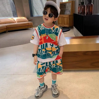 Enfants de Vêtements Garçon Costume de Style Occidental Enfants Sport Deux-pièce Costume - Enfance-Heureuse