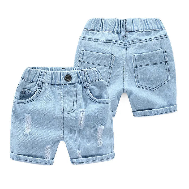 Shorts de plage en jeans déchirés pour garçons