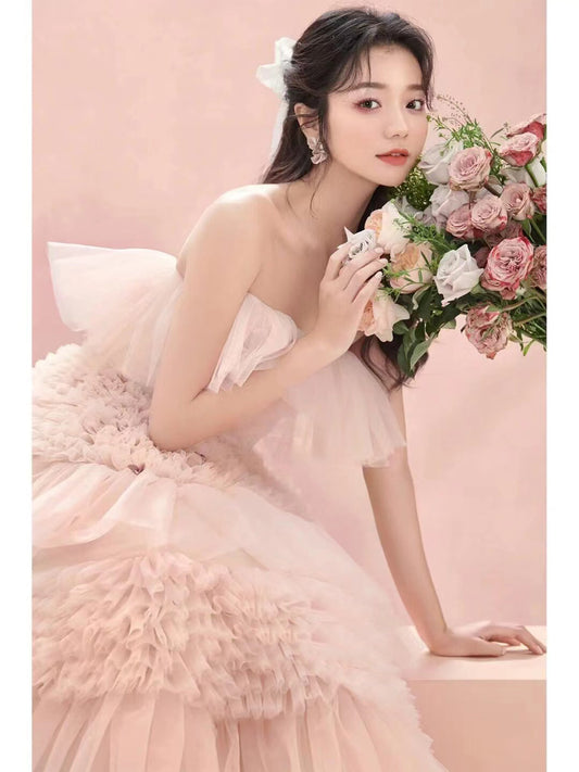 Street Photography Pettiskirt Colored Mesh Temperament Banquet Light Wedding Dress - Enfance-Heureuse