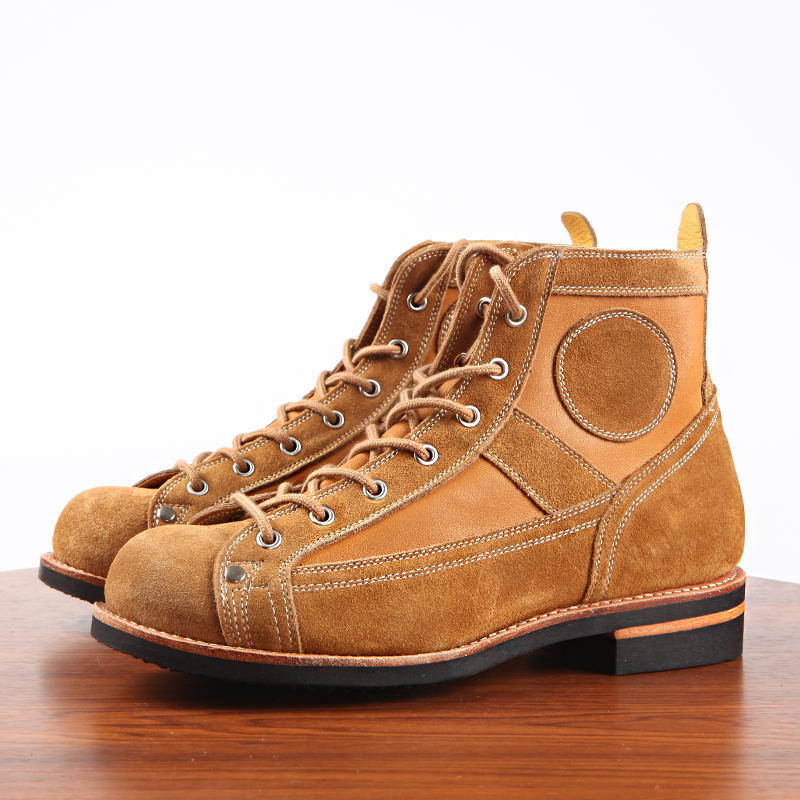Leather Stitching Paratrooper Work Ankle Boots - Enfance-Heureuse