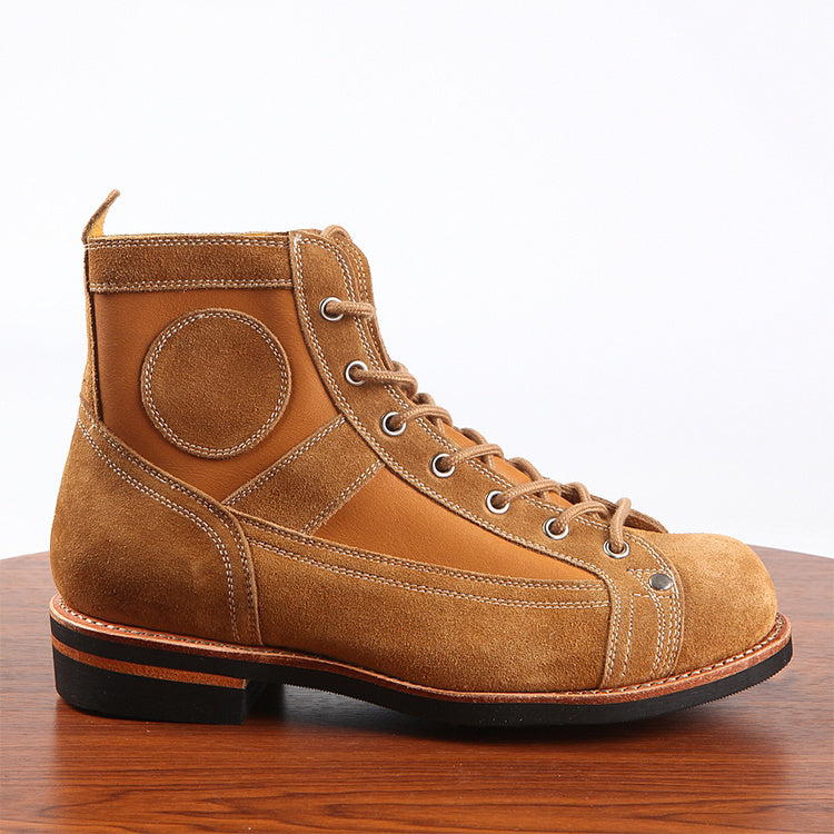 Leather Stitching Paratrooper Work Ankle Boots - Enfance-Heureuse