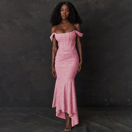 Mozision Off-shoulder Backless Sexy Evening Dress For Women Purple Sleeveless Strapless Ruched Bodycon Club Party Dress - Enfance-Heureuse