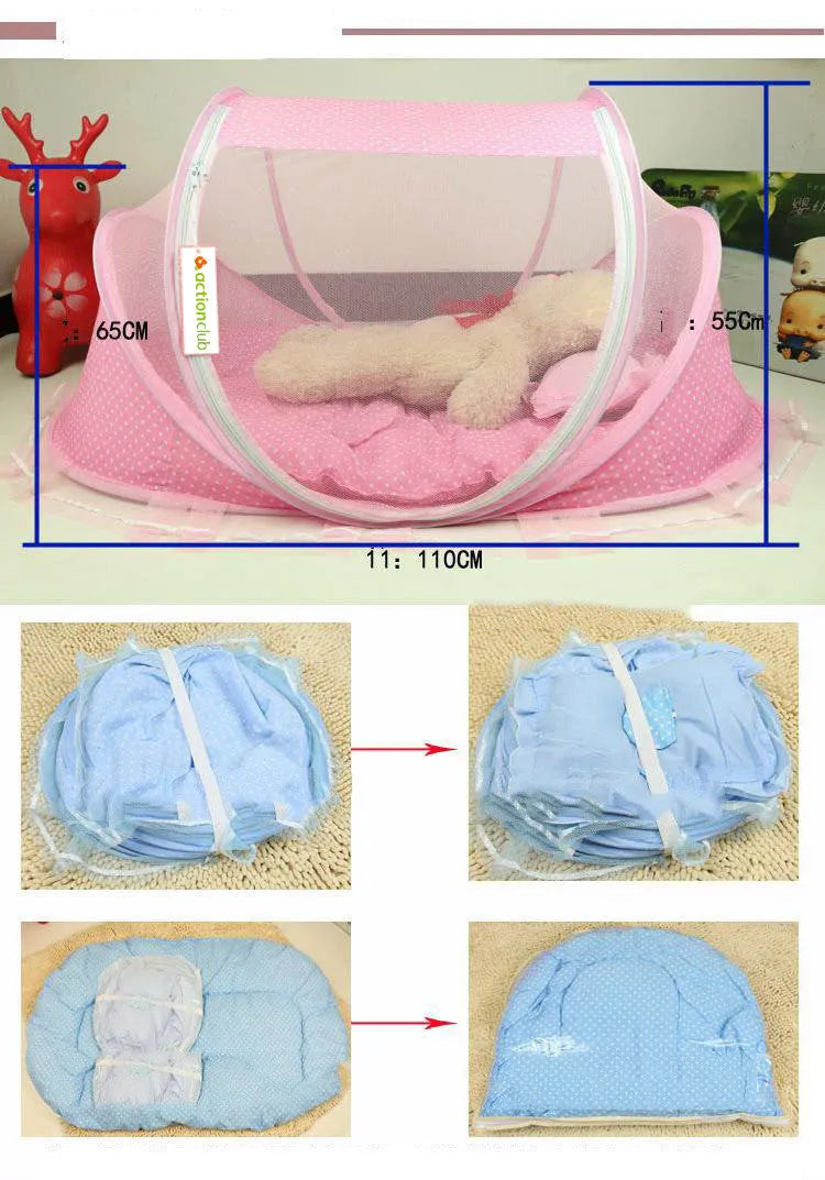 Foldable Baby Mosquito Net With Pillow + Net 2pcs Set