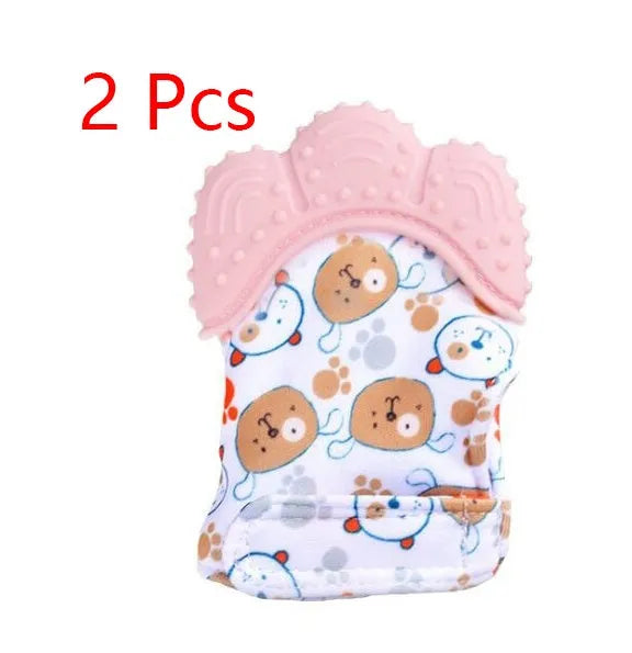 Bébé de dentition bébé anti-morsure silicone molaire gants enfants de jouets sonores