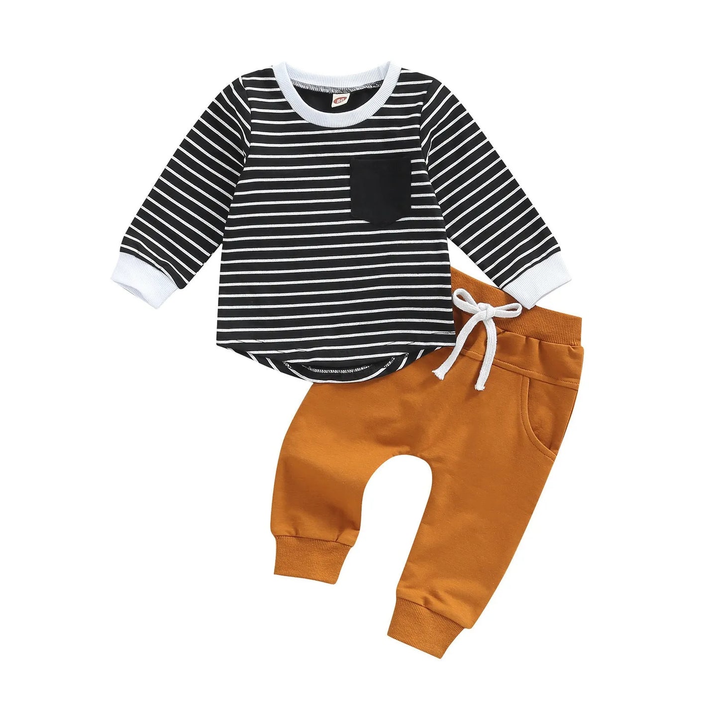 Kids Striped Round Neck Long Sleeve T-Shirt Set