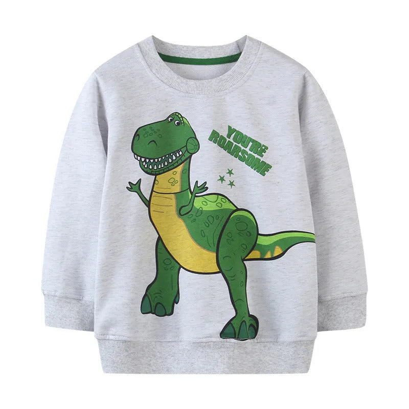 Sudadera con estampado de dinosaurio de algodón de manga larga para niños