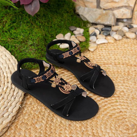 Flower Open Toe Flat Sandals - Enfance-Heureuse