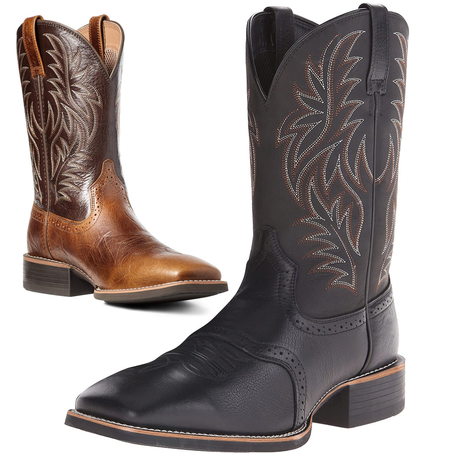 High Embroidery Vintage Engraving Stitching Wide Head Western Cowboy Boot - Enfance-Heureuse