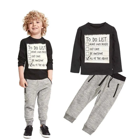 Ensemble de vêtements pour garçons, vêtements décontractés pour bébés et garçons | collection printemps automne coton | manches longues | pantalon t-shirt 2 pièces | pour 3 à 7 ans