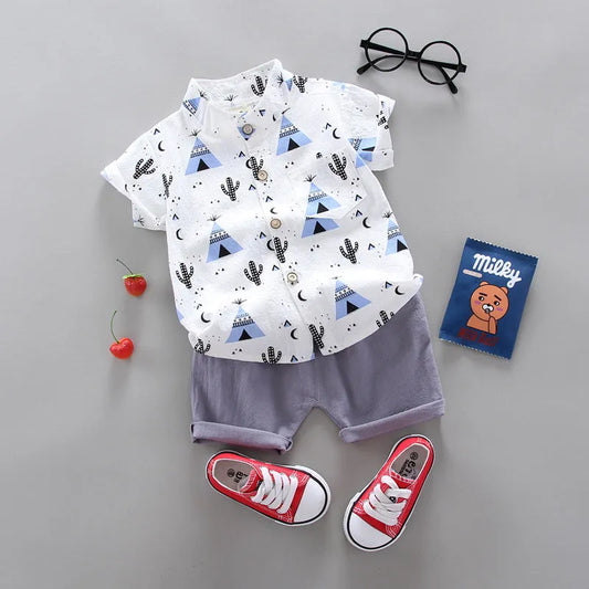 Triangle Short Sleeve Shirt Suit - Enfance-Heureuse