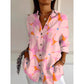 Floral Print Long-sleeved Shirt Women's Casual Button Tops Clothing - Enfance-Heureuse