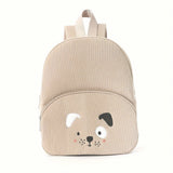 Embroidered Cute Bear Backpack Corduroy - Enfance-Heureuse