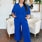 Double Take Full Size Surplice Wide Leg Jumpsuit with Pockets - Enfance-Heureuse