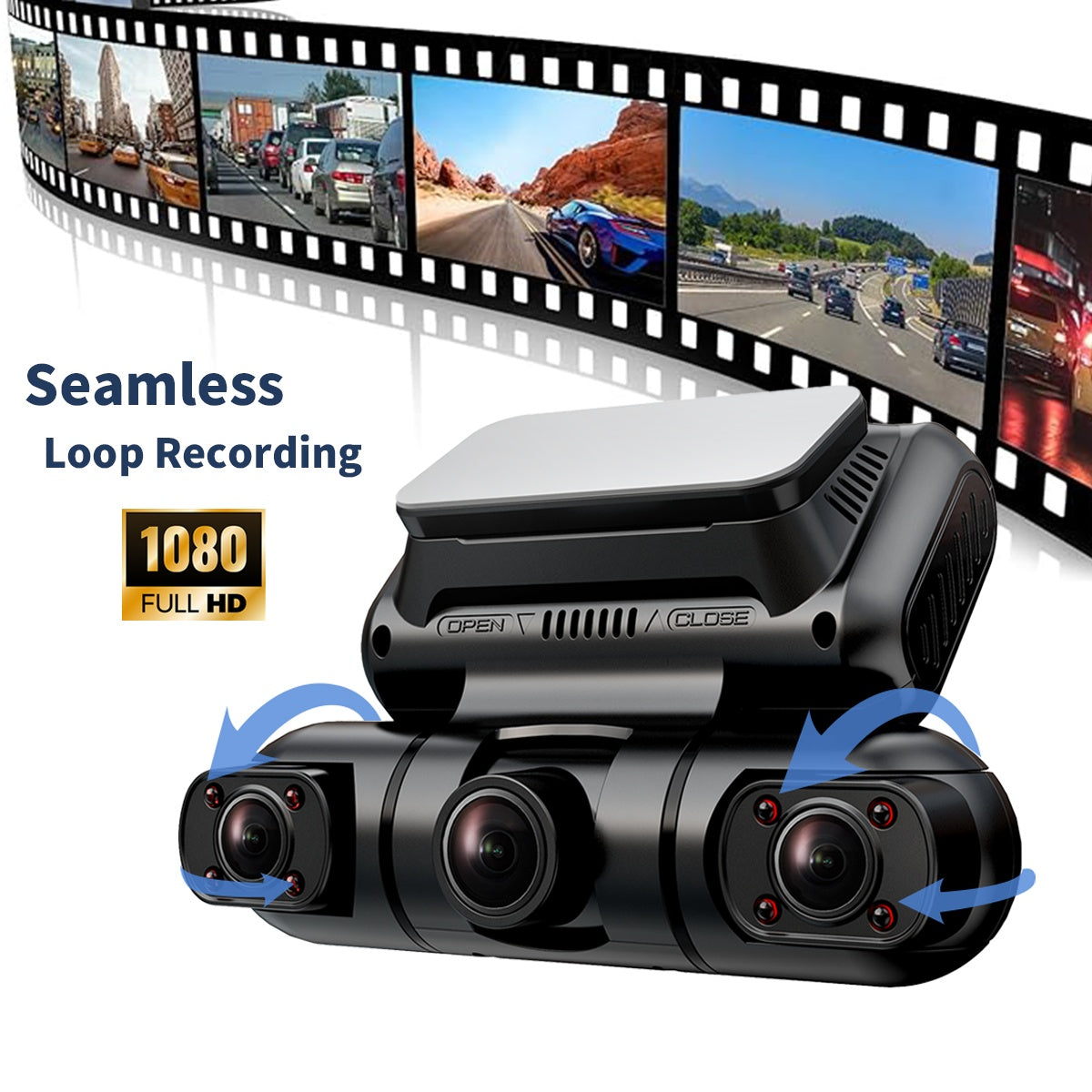 Hainatech 360 Degree View 4 Channel Dash Cam Front And Rear Inside Left Right, Dash Camera For Cars, Built-in GPS WiFi Night Vision, 24 7 Recording Parking Mode Monitor, Free 128G Card - Enfance-Heureuse