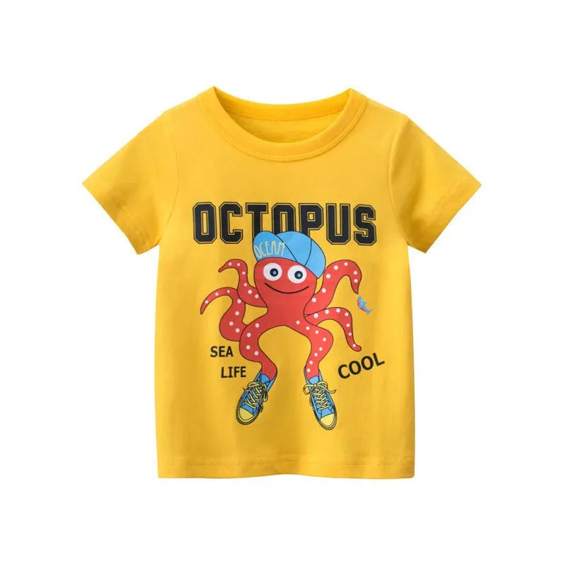 27kids Brand Children's Clothing Korean Children's Short - Sleeved T-shirt Wholesale Summer New Boys' Tops For One Generation - Enfance - Heureuse