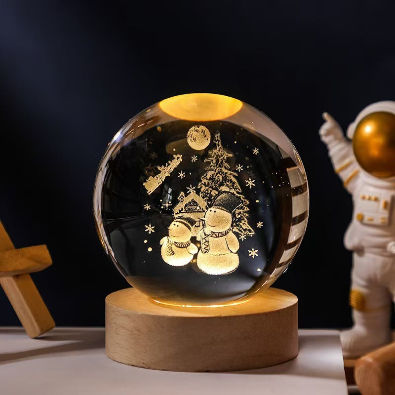 Luminous Starry Sky And Planets Moon Moon Crystal Ball Small Night Lamp Projection Ambience Light Creative Gift New Strange Gift - Enfance-Heureuse
