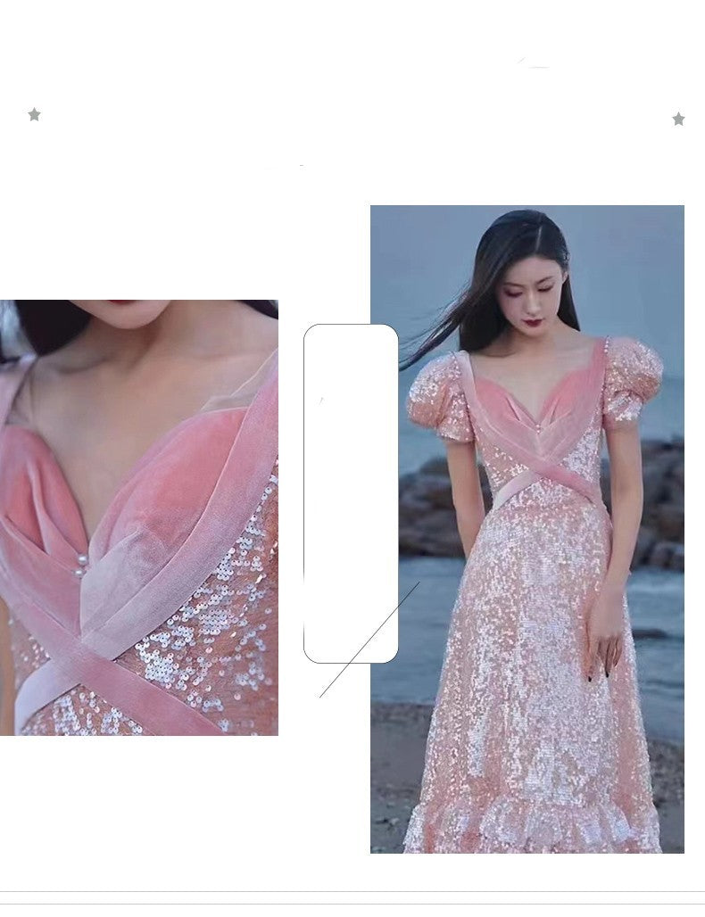 Pink Evening Dress For High End Luxury Women - Enfance-Heureuse